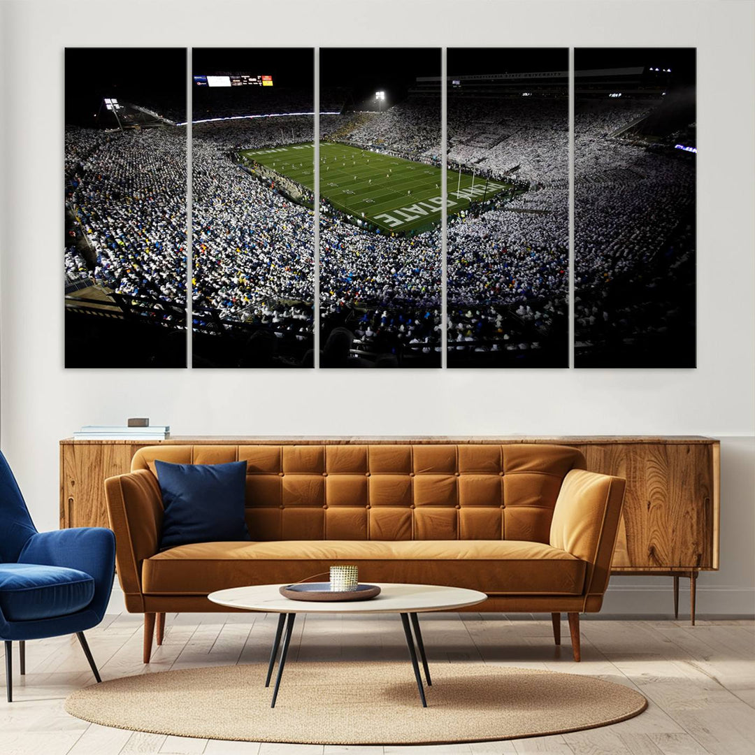 Penn State Nittany Lions Football Team Print - University Park Beaver Stadium Wall Art Canvas Print