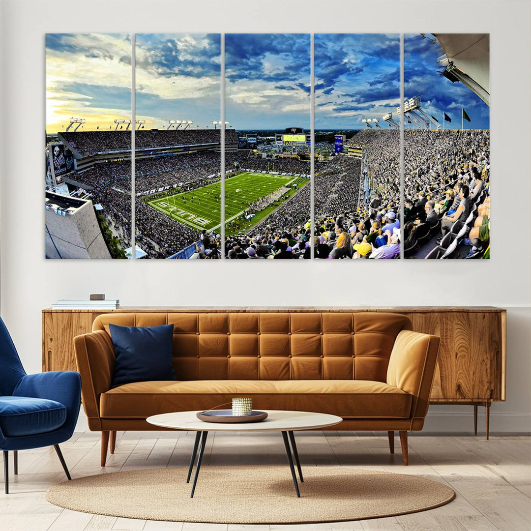 USF Bulls Football Team Print - Tampa Raymond James Stadium Wall Art Canvas Print