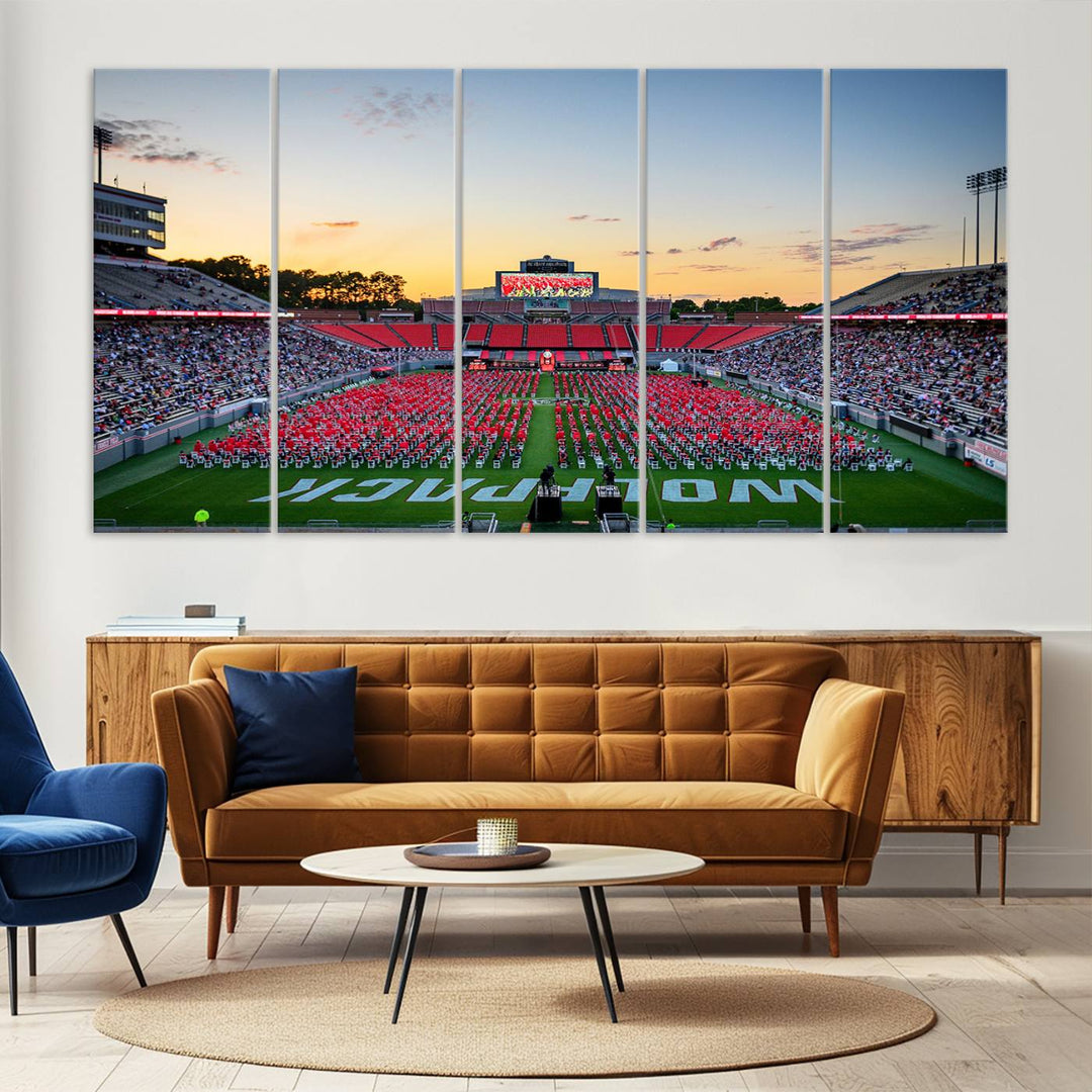 NC State Wolfpack Football Team Print - Raleigh Carter-Finley Stadium Wall Art Canvas Print