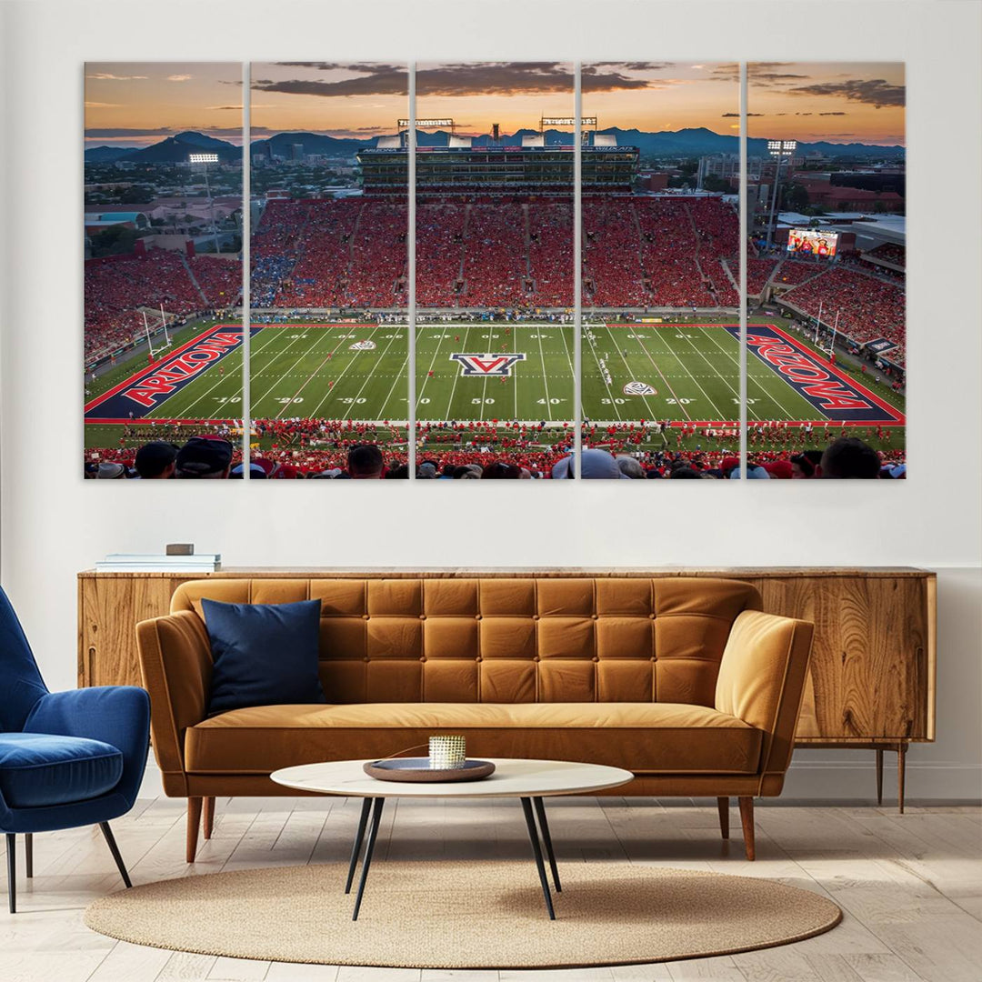 Arizona Wildcats Football Team Print - Tucson Arizona Stadium Wall Art Canvas Print