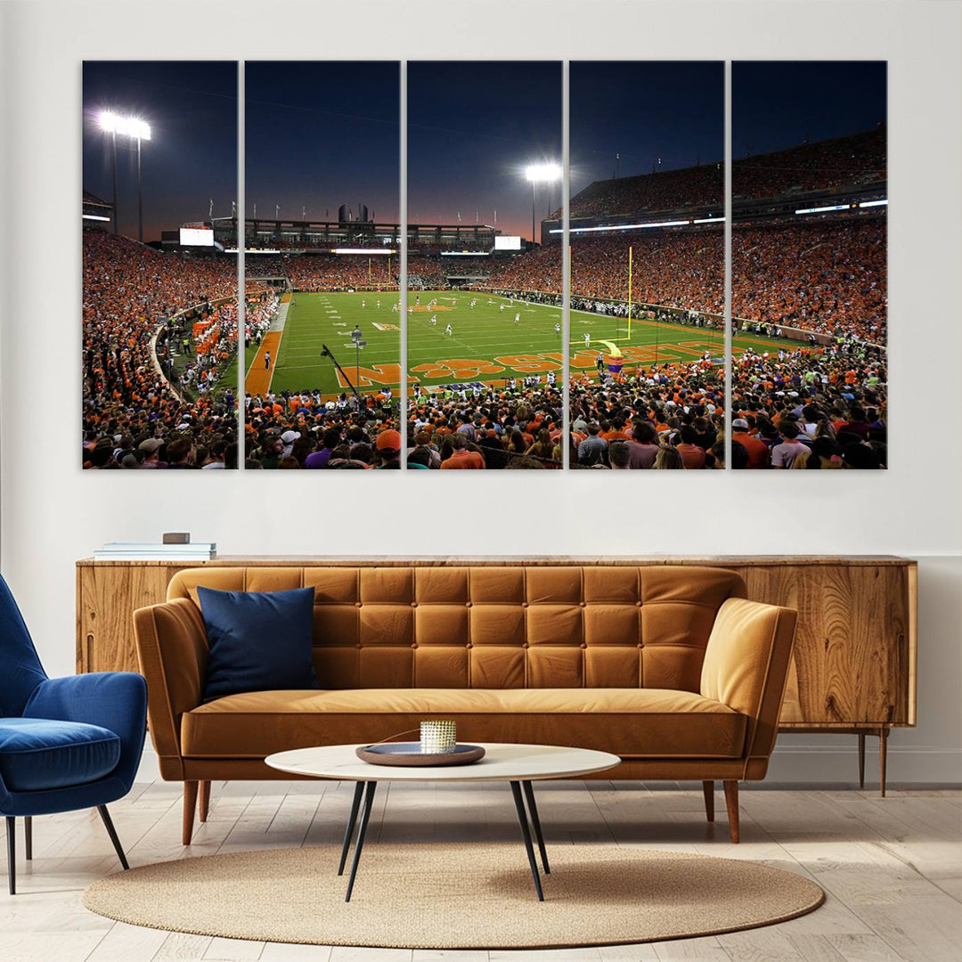 Clemson University Tigers Football Team Print - Clemson Memorial Stadium Wall Art Canvas Print