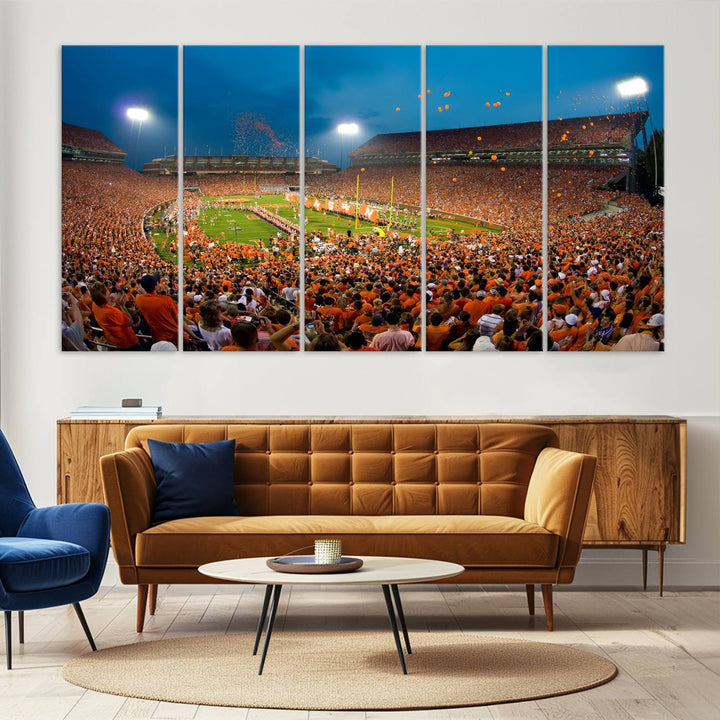 Clemson University Tigers Football Team Print - Clemson Memorial Stadium Wall Art Canvas Print