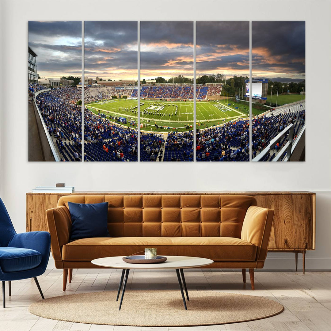 Duke University Blue Devils Football Team Print - Durham Wallace Wade Stadium Wall Art Canvas Print