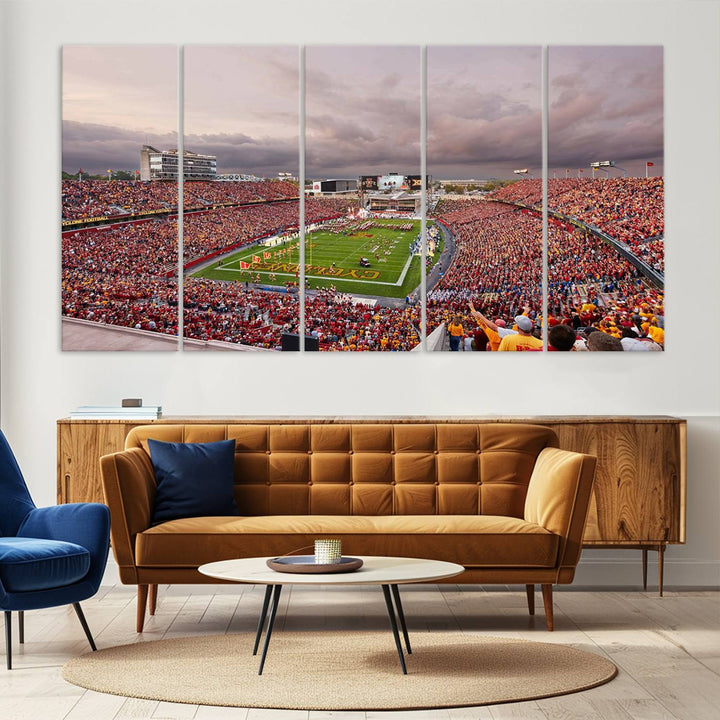 Iowa State University Cyclones Football Team Print - Ames Jack Trice Stadium Wall Art Canvas Print