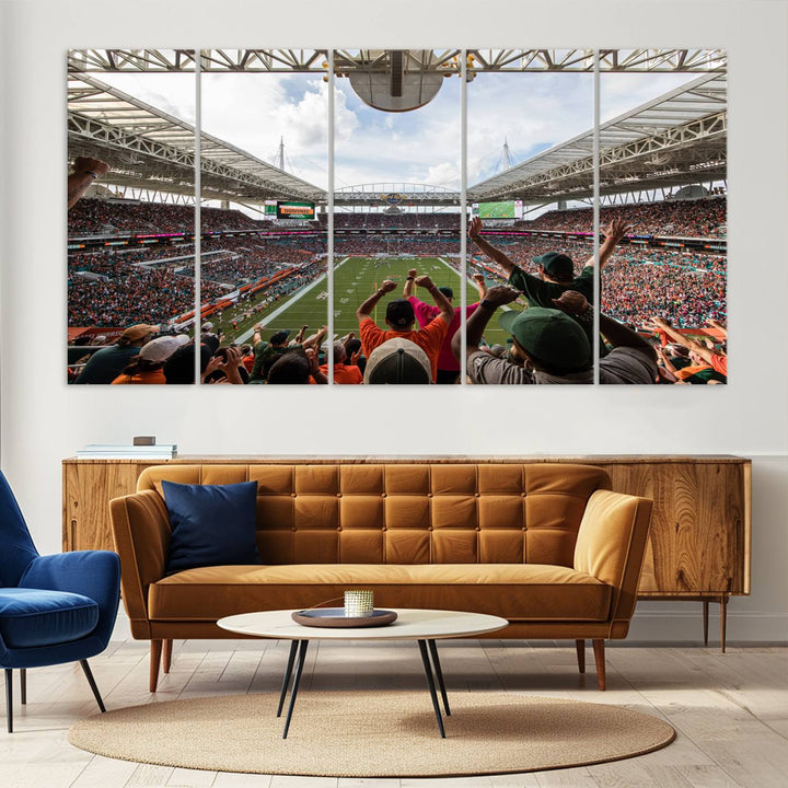 Miami Hurricanes Football Team Print - Miami Hard Rock Stadium Wall Art Canvas Print