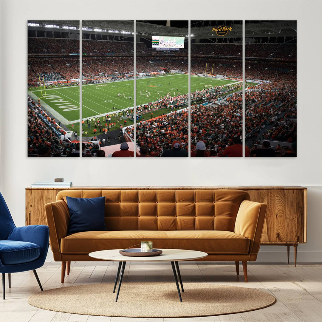 Miami Hurricanes Football Team Print - Miami Hard Rock Stadium Wall Art Canvas Print