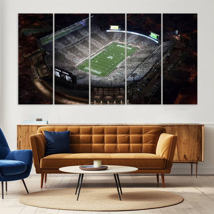 Michigan State Spartans Football Team Print - East Lansing Spartan Stadium Wall Art Canvas Print