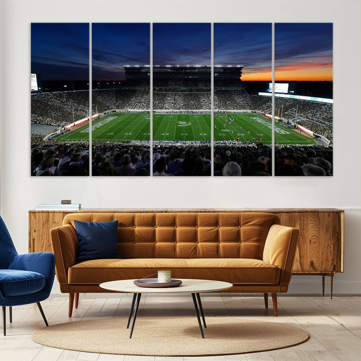 Michigan State Spartans Football Team Print - East Lansing Spartan Stadium Wall Art Canvas Print