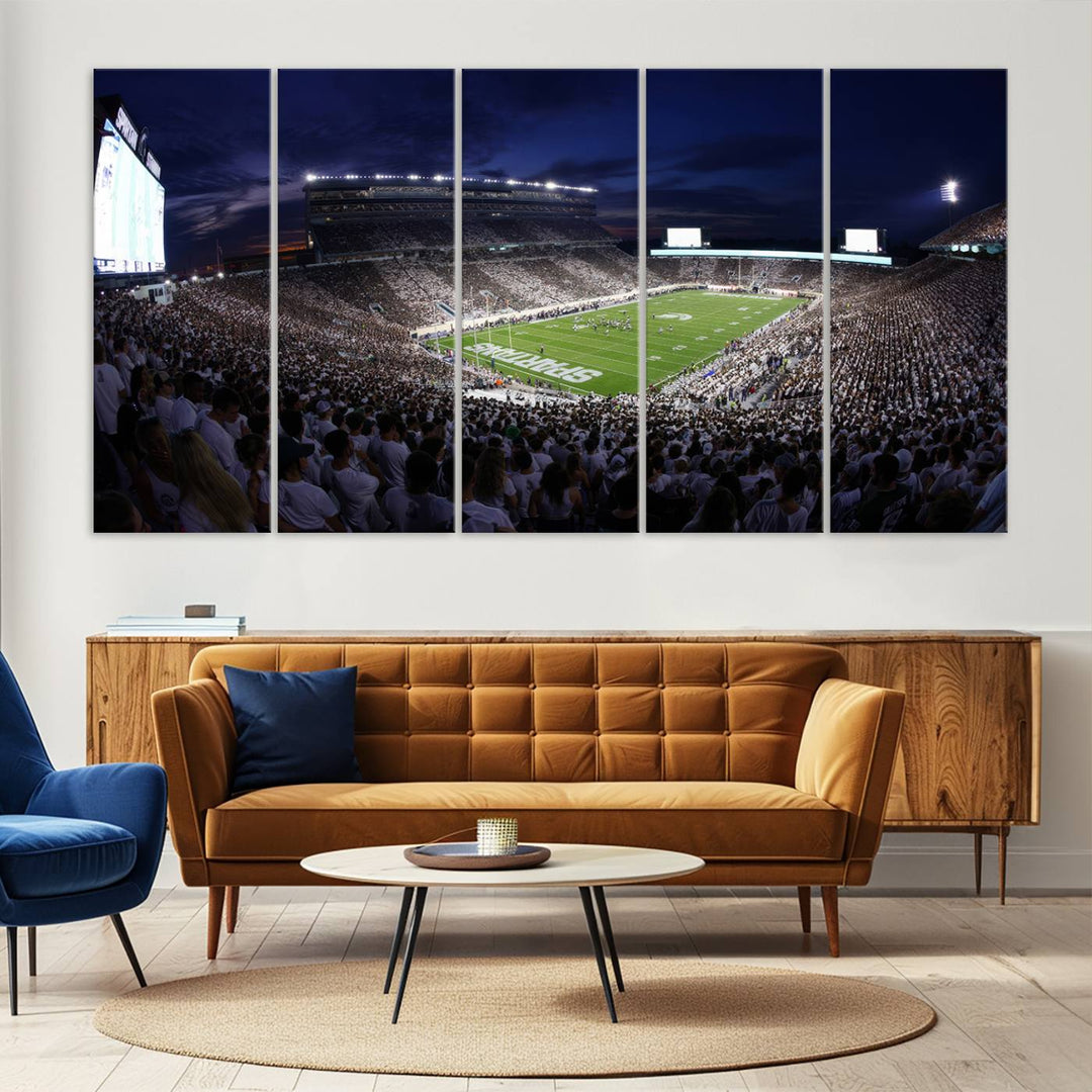 Michigan State Spartans Football Team Print - East Lansing Spartan Stadium Wall Art Canvas Print