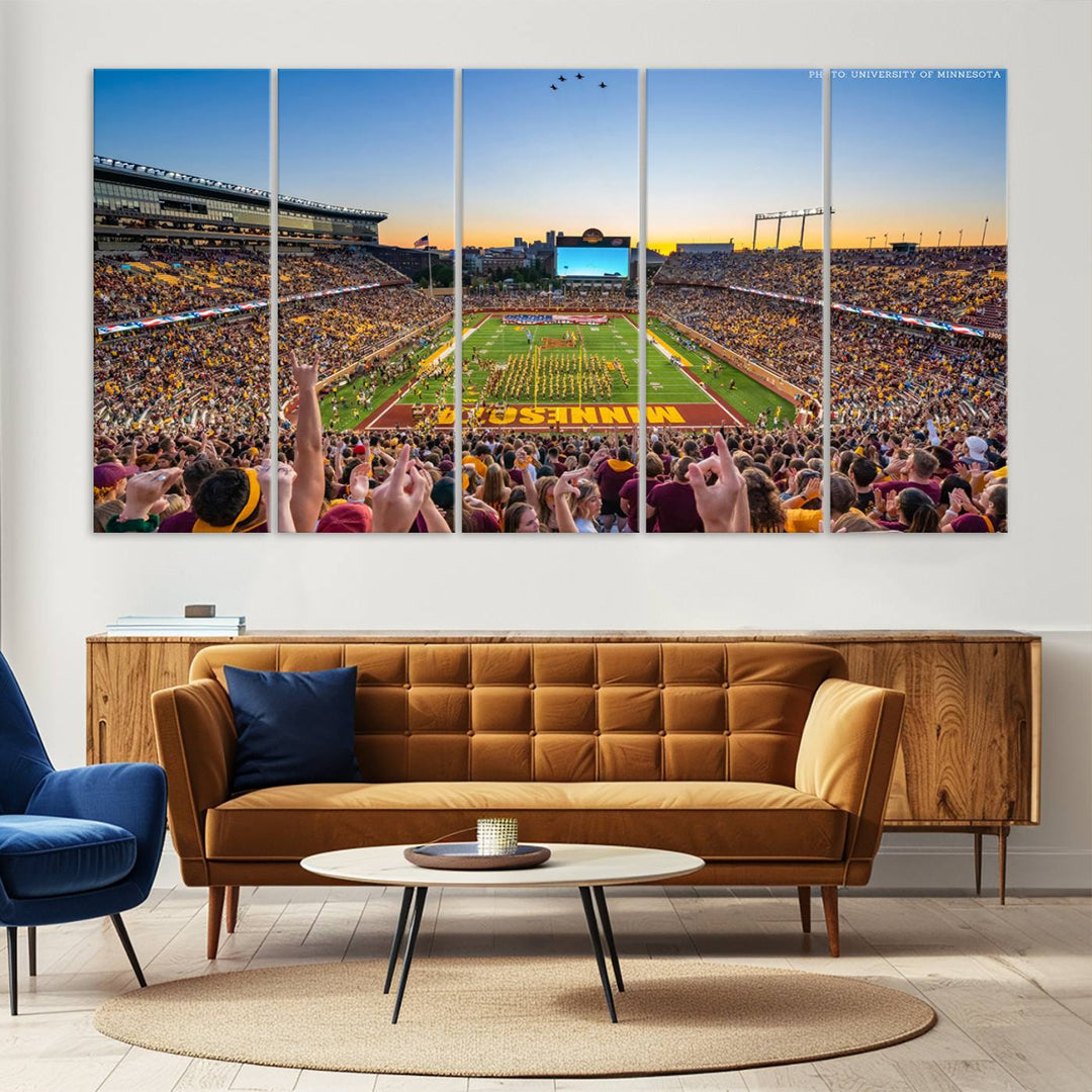 University of Minnesota Golden Gophers Football Team Print - Minneapolis Huntington Bank Stadium Wall Art Canvas Print