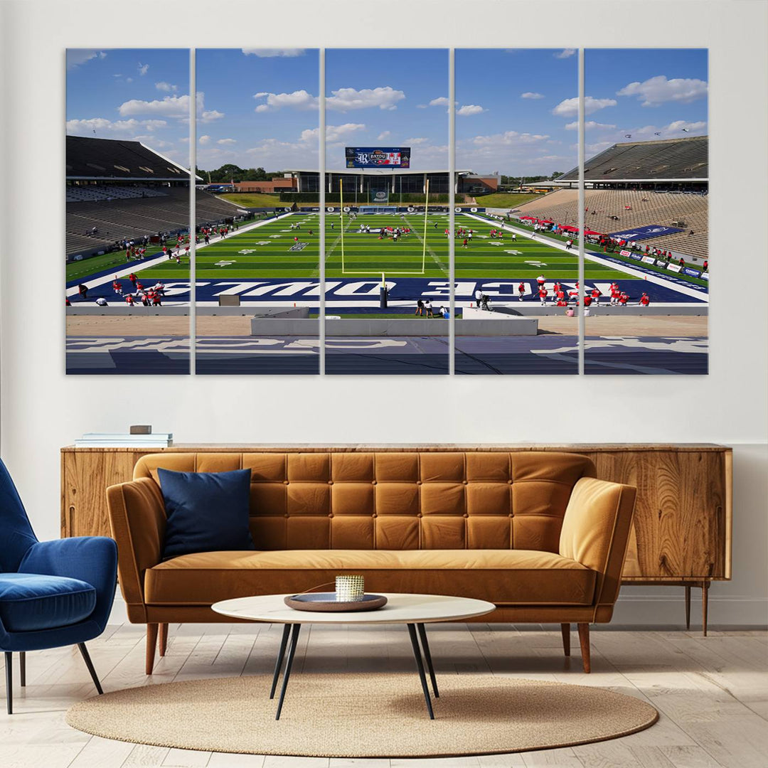 Rice University Owls Football Team Print - Houston Rice Stadium Wall Art Canvas Print