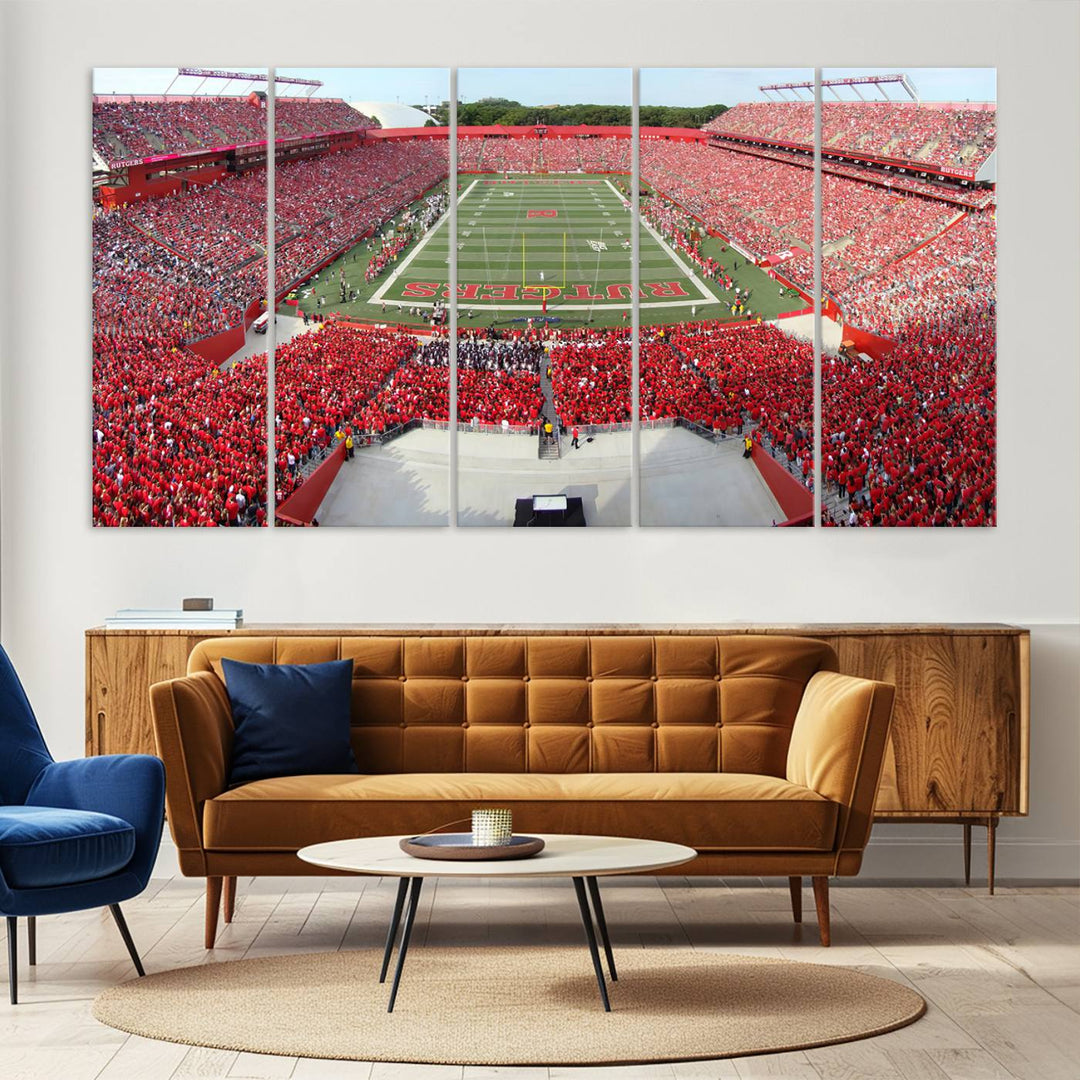 Rutgers Scarlet Knights Football Team Print - Piscataway SHI Stadium Wall Art Canvas Print