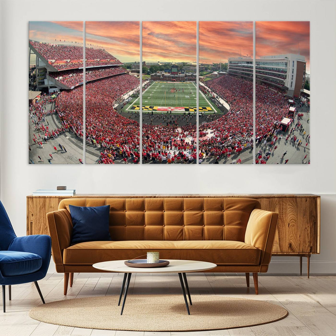 University of Maryland Terrapins Football Team Print - College Park SECU Stadium Wall Art Canvas Print