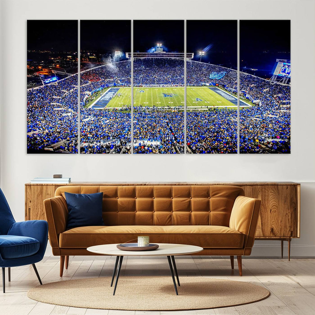 University of Memphis Tigers Football Team Print - Memphis Simmons Bank Liberty Stadium Wall Art Canvas Print