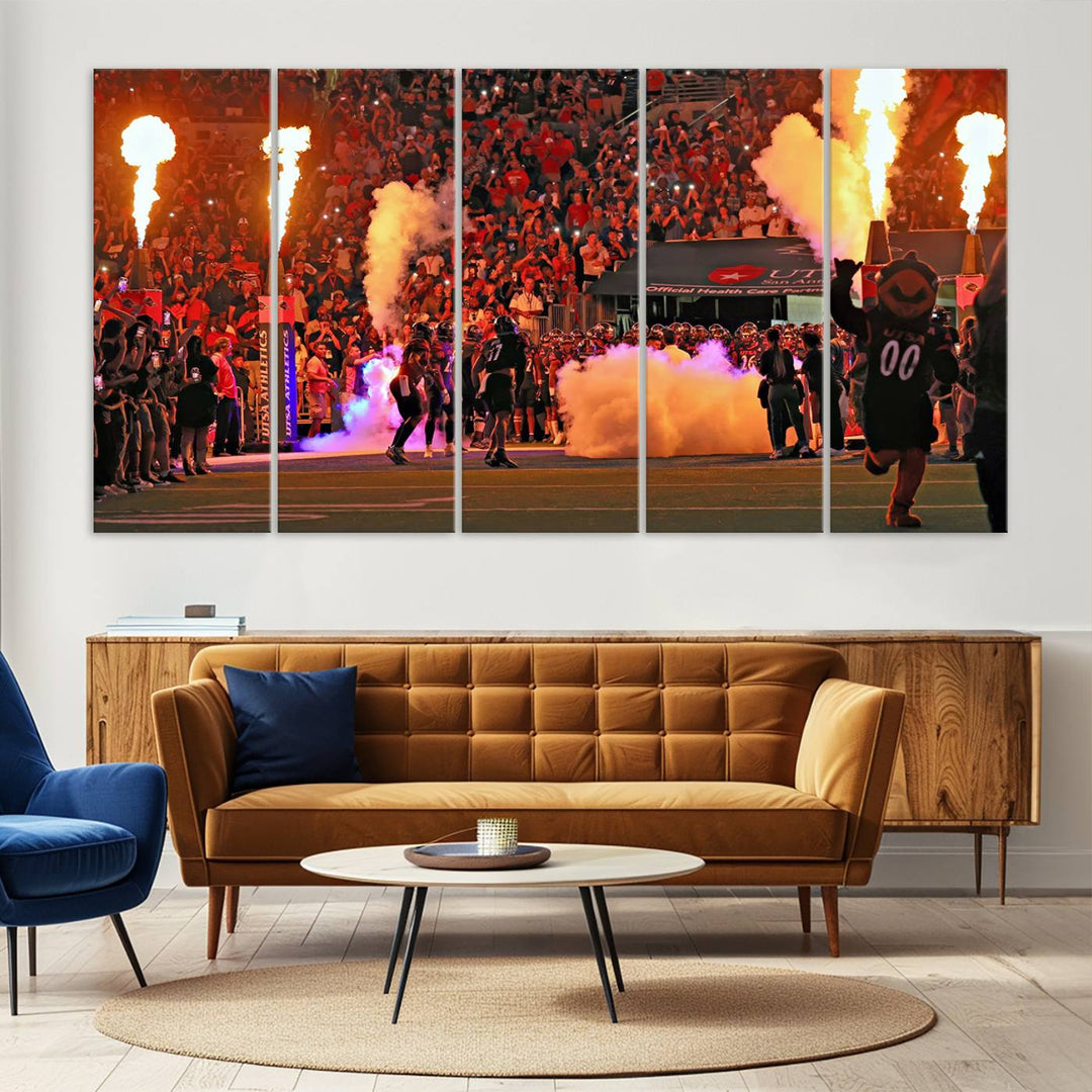 The University of Texas at San Antonio Roadrunners Football Team Print - San Antonio Alamodome Wall Art Canvas Print