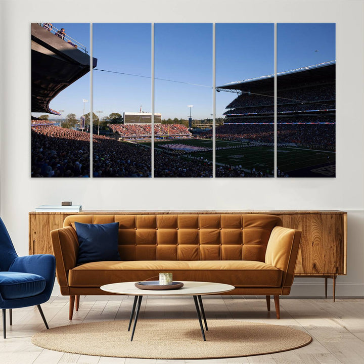 The University of Washington Huskies Football Team Print - Seattle Husky Stadium Wall Art Canvas Print