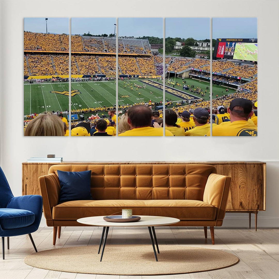 West Virginia University Mountaineers Football Team Print - Milan Puskar Stadium Canvas Print Wall Art, Morgantown Print