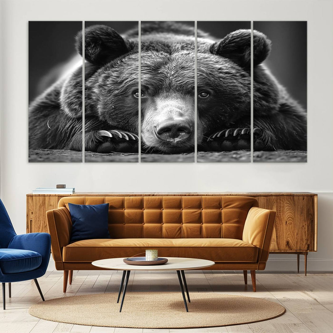 Resting Grizzly Bear Canvas Print | Ready to Hang Wall Art | Rustic Cabin & Farmhouse Decor | Wildlife Art