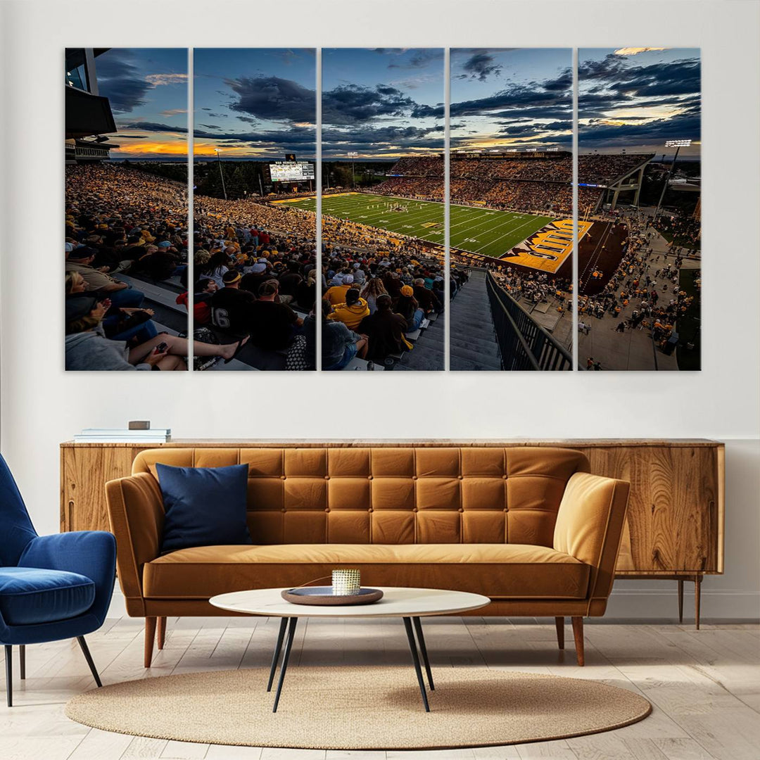 Cowboy Football War Memorial Stadium Wall Art | Ready to Hang Canvas Print of College Football Stadium at Sunset | Perfect for Sports Fans and Football Enthusiasts