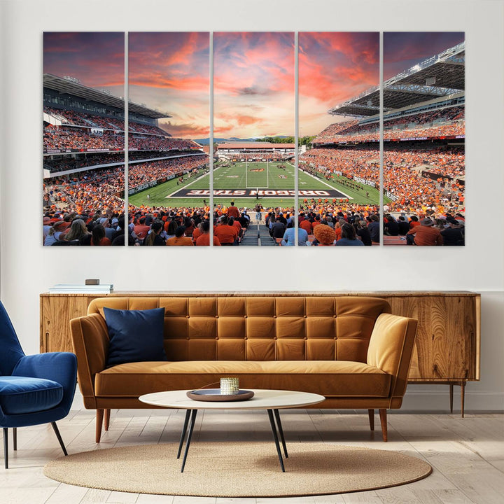 Oregon State Beavers Football Team Print - Corvallis Reser Stadium Wall Art Canvas Print