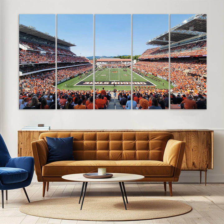 Oregon State Beavers Football Team Print - Corvallis Reser Stadium Wall Art Canvas Print