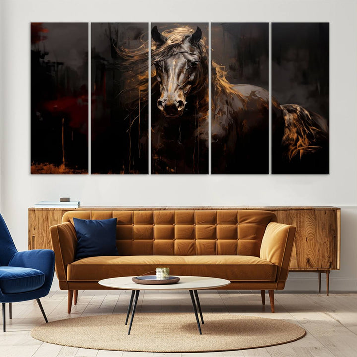 Abstract Black Horse Canvas Print | Abstract Equine Wall Art | Western Decor Print | Horse Lover Gift | Farmhouse & Cabin Wall Art