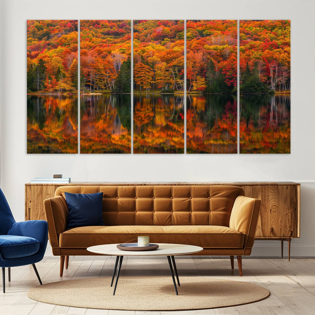 Autumn Reflection Canvas Print, Stunning Fall Foliage Wall Art, Serene Lake Landscape, Perfect Seasonal Decor Print