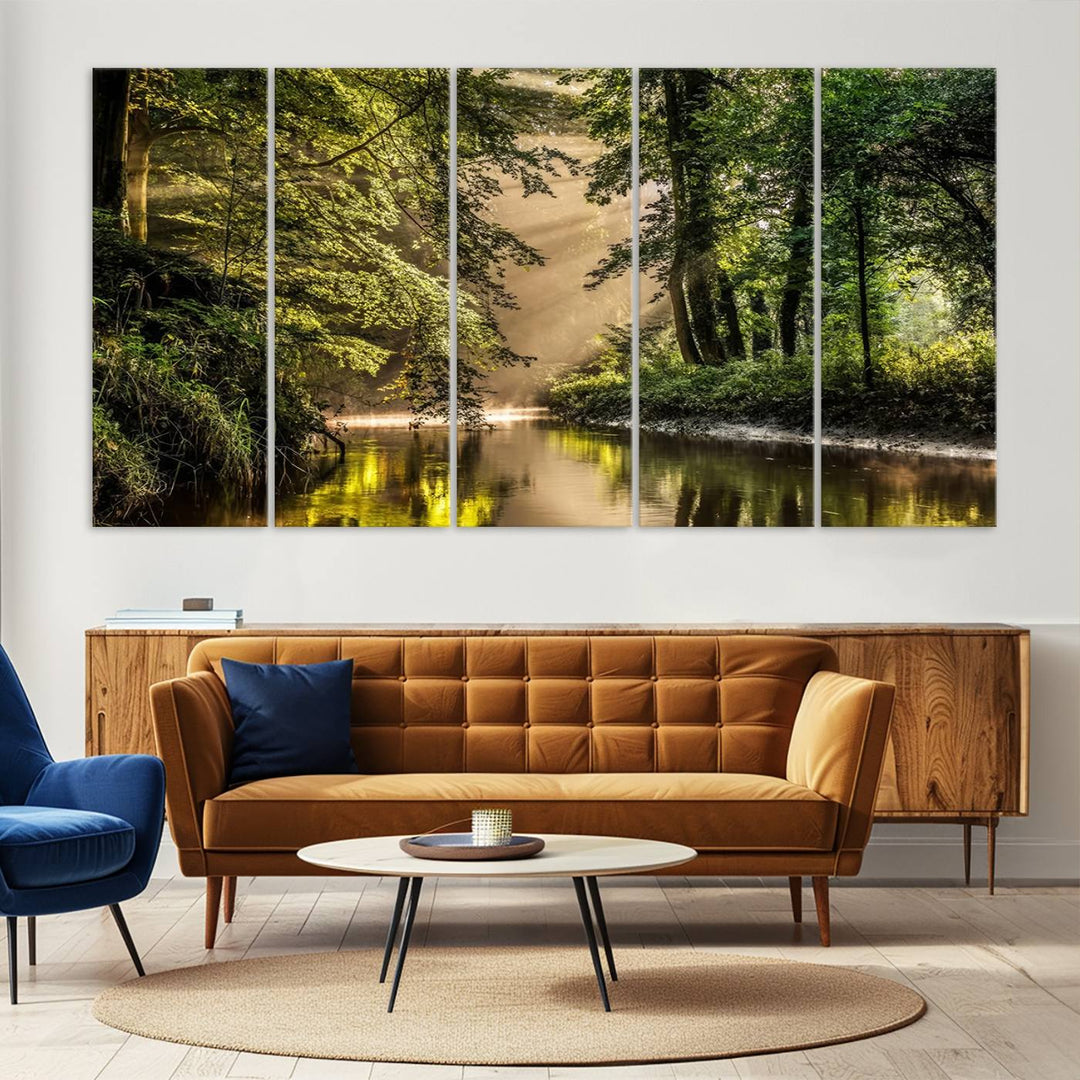 Forest River Landscape Wall Art | Ready to Hang Canvas Print | Perfect for Farmhouse Wall Decor, Cabin Wall Art, Nature-Inspired Home Décor