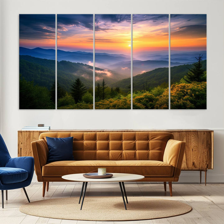 Majestic Mountain Sunrise Landscape Wall Art | Canvas Print Ready to Hang | Perfect for Farmhouse Wall Decor, Cabin Wall Art, Nature Lover’s Retreat