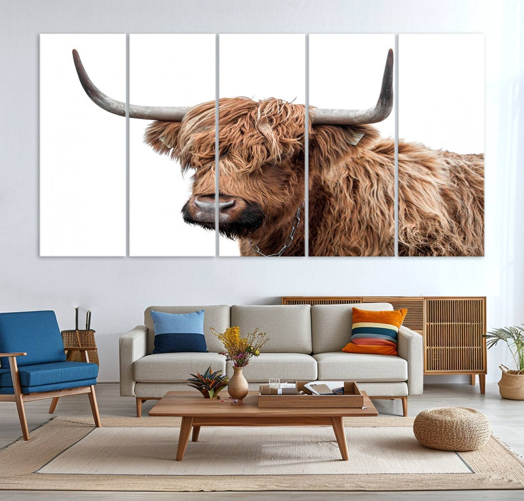 Self Portrait of Highland Cow Canvas Wall Art Print with UV coating.