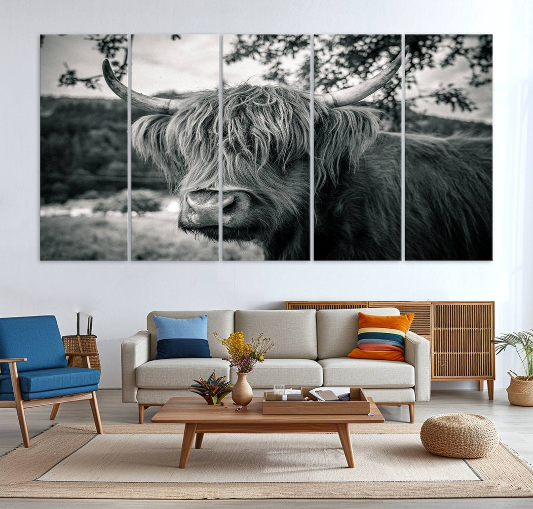 The Highland Cow Wall Art Canvas Print is displayed.