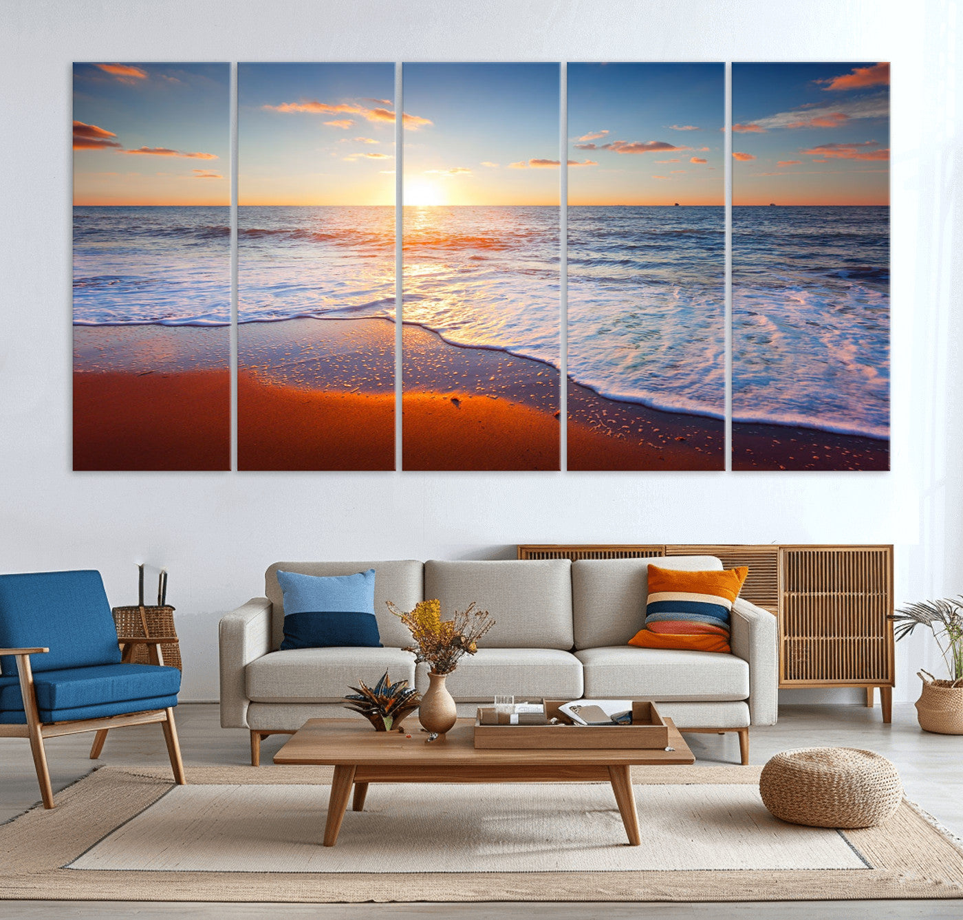 96736-MGV-CV-36X24-Ocean Beach Wall Art – Coastal Sunset Tropical Island Seascape Canvas Print Relaxing Artwork Decor for Home, Office