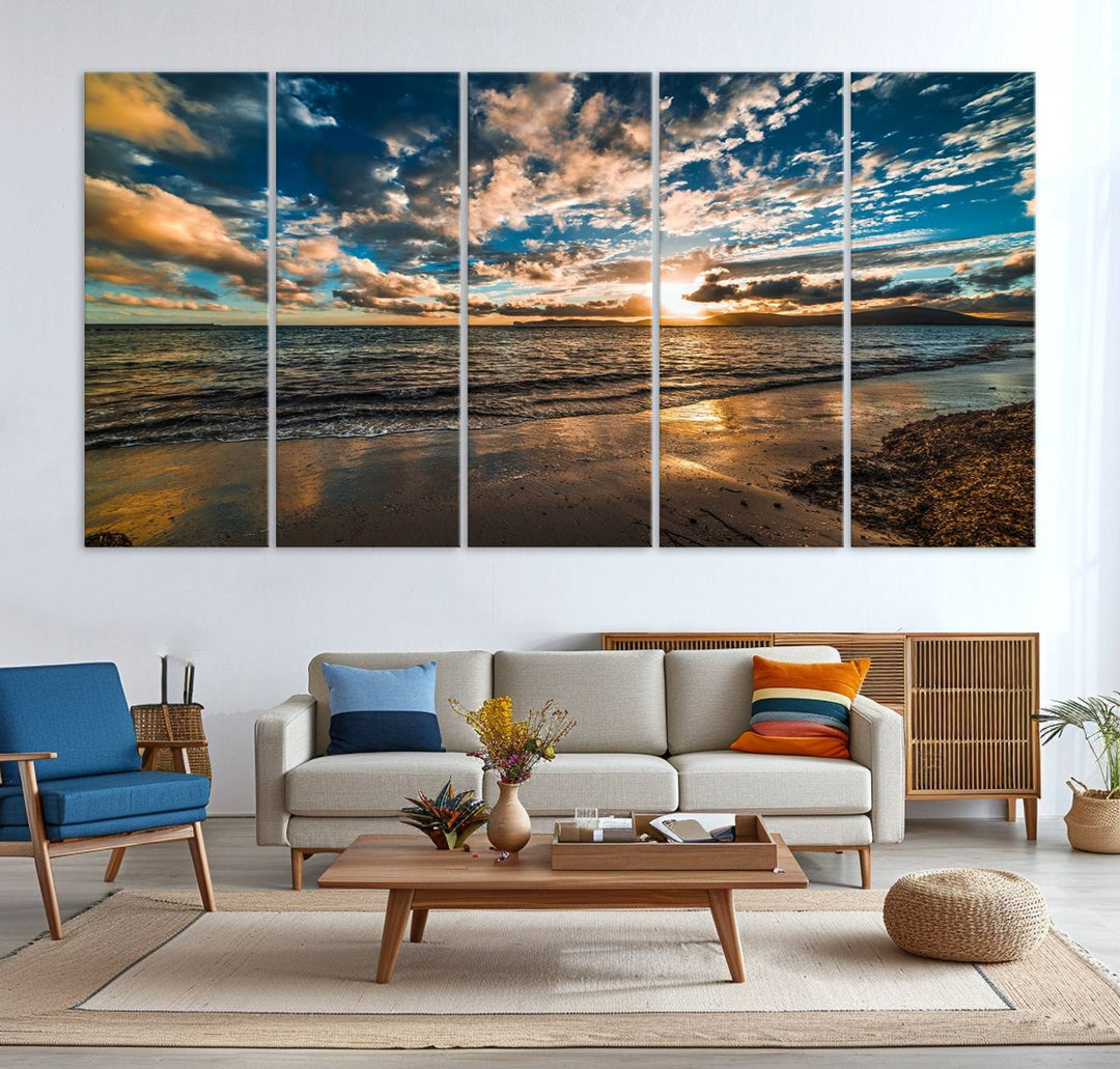 Beach Wall Art - Ocean Sunset Canvas.