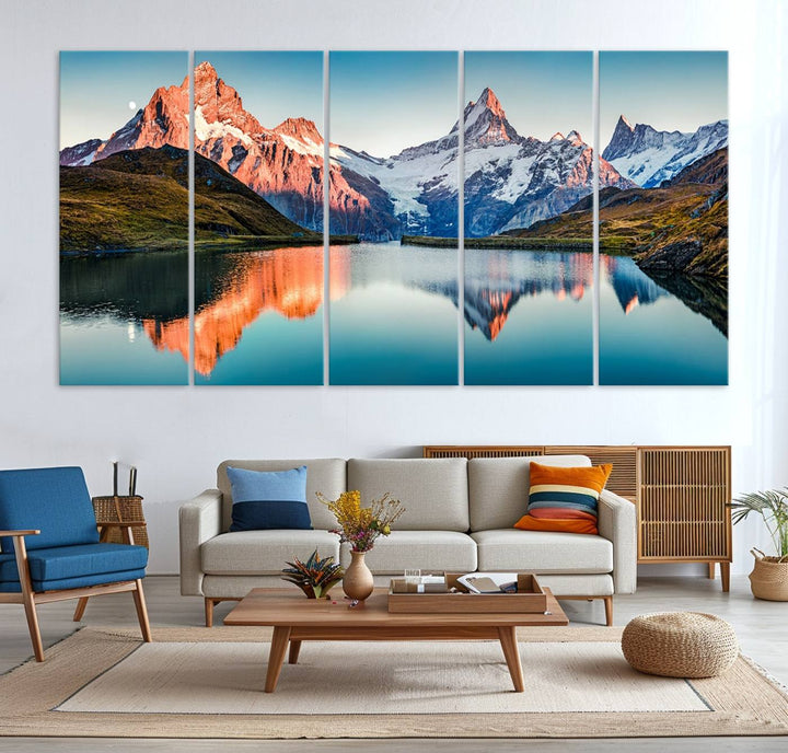 Landscape Mountain and Lake View Wall Art Canvas Print.