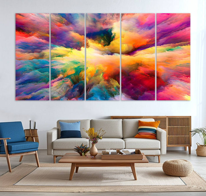 Blazing Vibrant Colors Cloud-like Wall Art Canvas Print adds flair to the space.