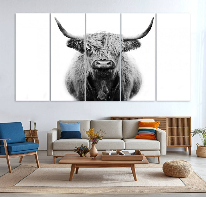 Highland Cow Canvas hanging prominently.