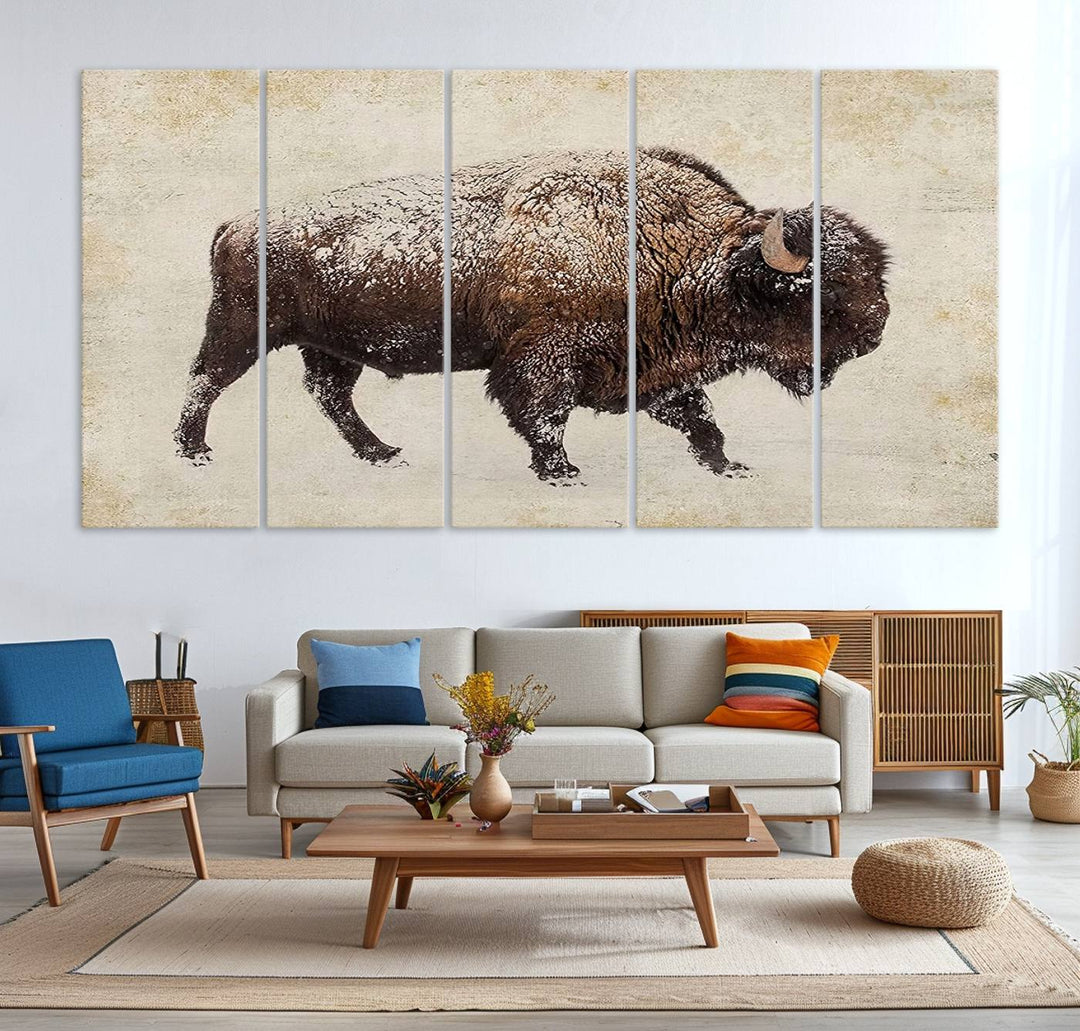 Buffalo Wall Art above a sideboard.