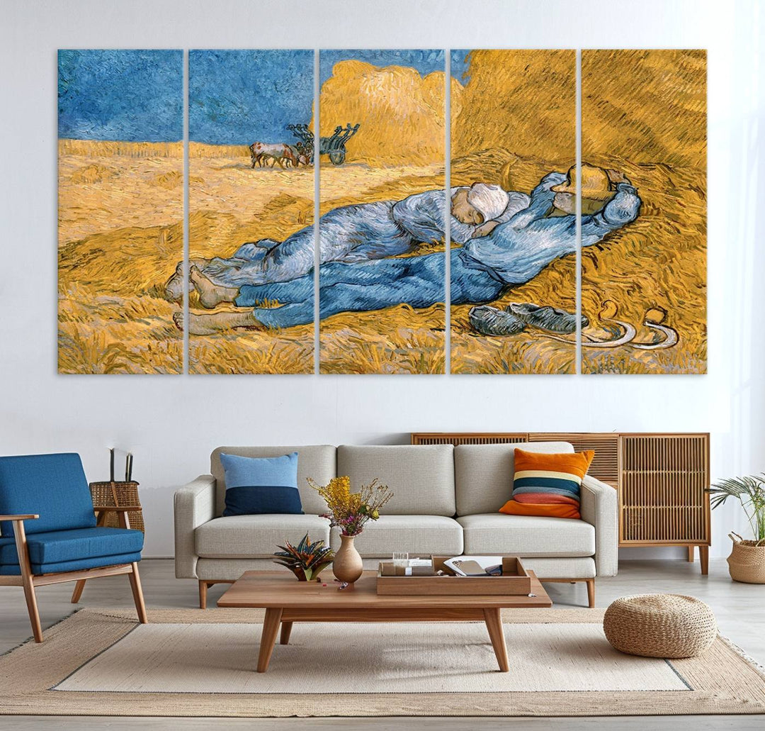 A Vincent Van Gogh Nature canvas print depicting resting farmers.