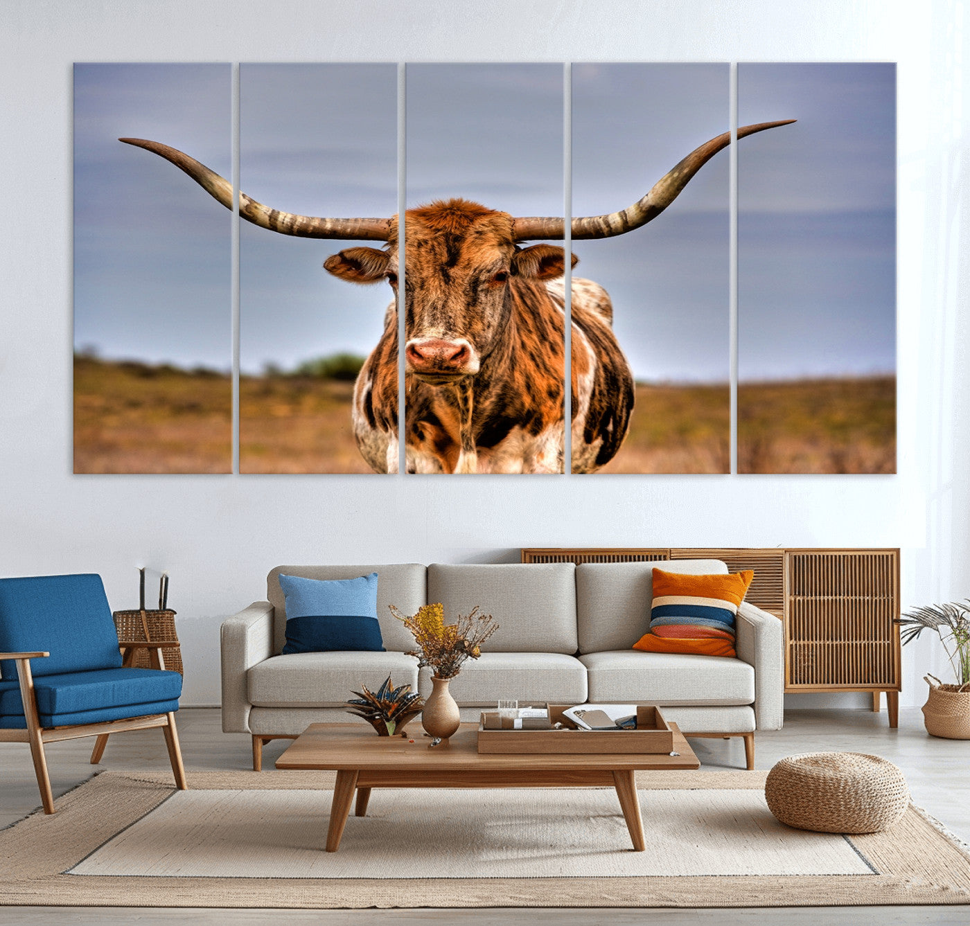 MGV-CV-60X31-5P - Texas Longhorn Wall Art Print