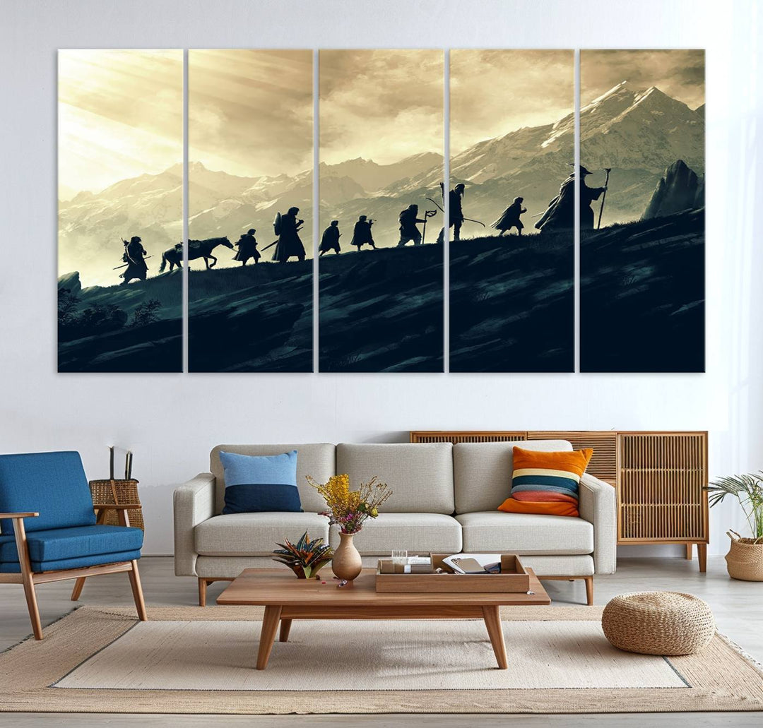 The living room features Lord of the Rings Silhouette Wall Art, capturing the epic quest through Middle-Earth.