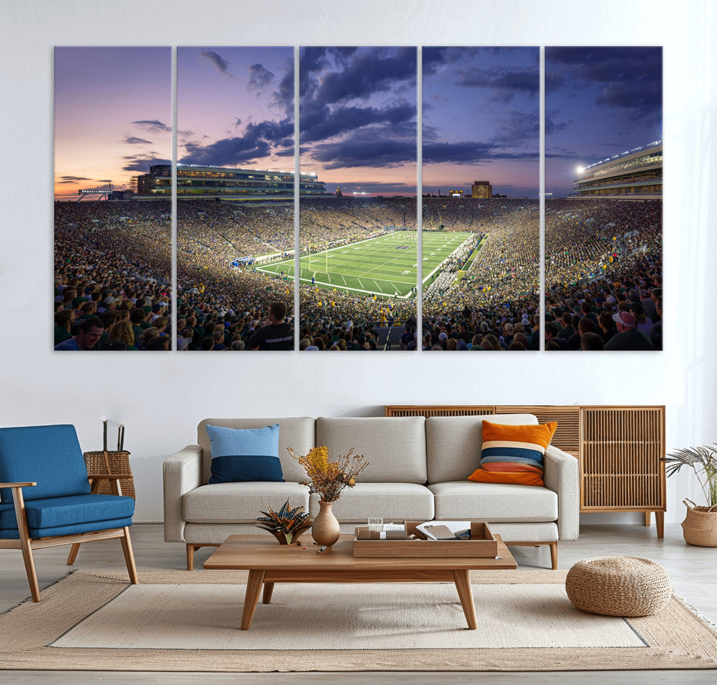 MGV-CV-60X31-5P - Notre Dame Fighting Irish Football Team Print - Notre Dame Stadium Wall Art Canvas Print