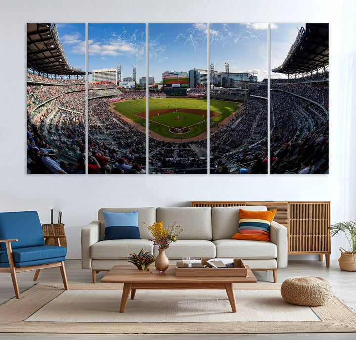 Truist Park Stadium Triple Canvas: Atlanta Braves Game Day Sky—Perfect Decor!.