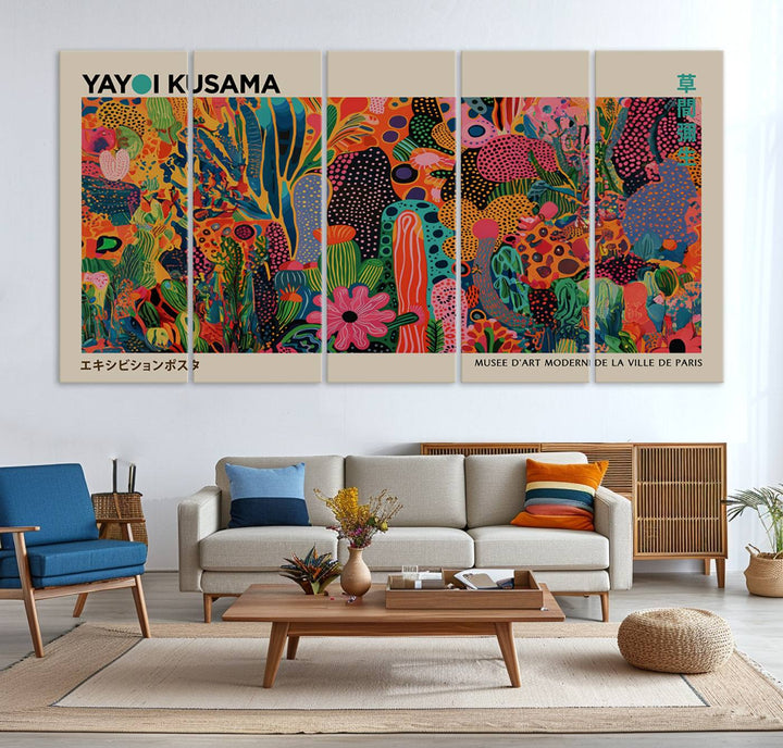 Framed Yayoi Kusama 1986 Wall Art Print adds contemporary style.