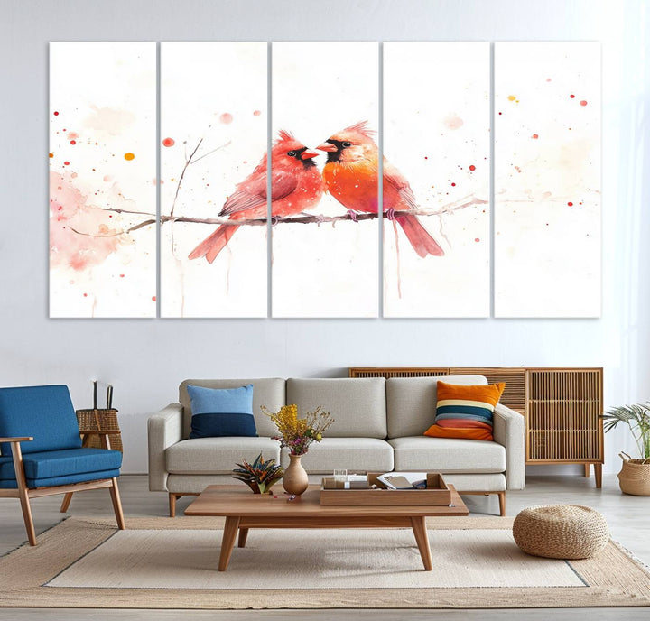 The Cardinal Bird Canvas Wall Art adds vibrant wildlife art to the wall.