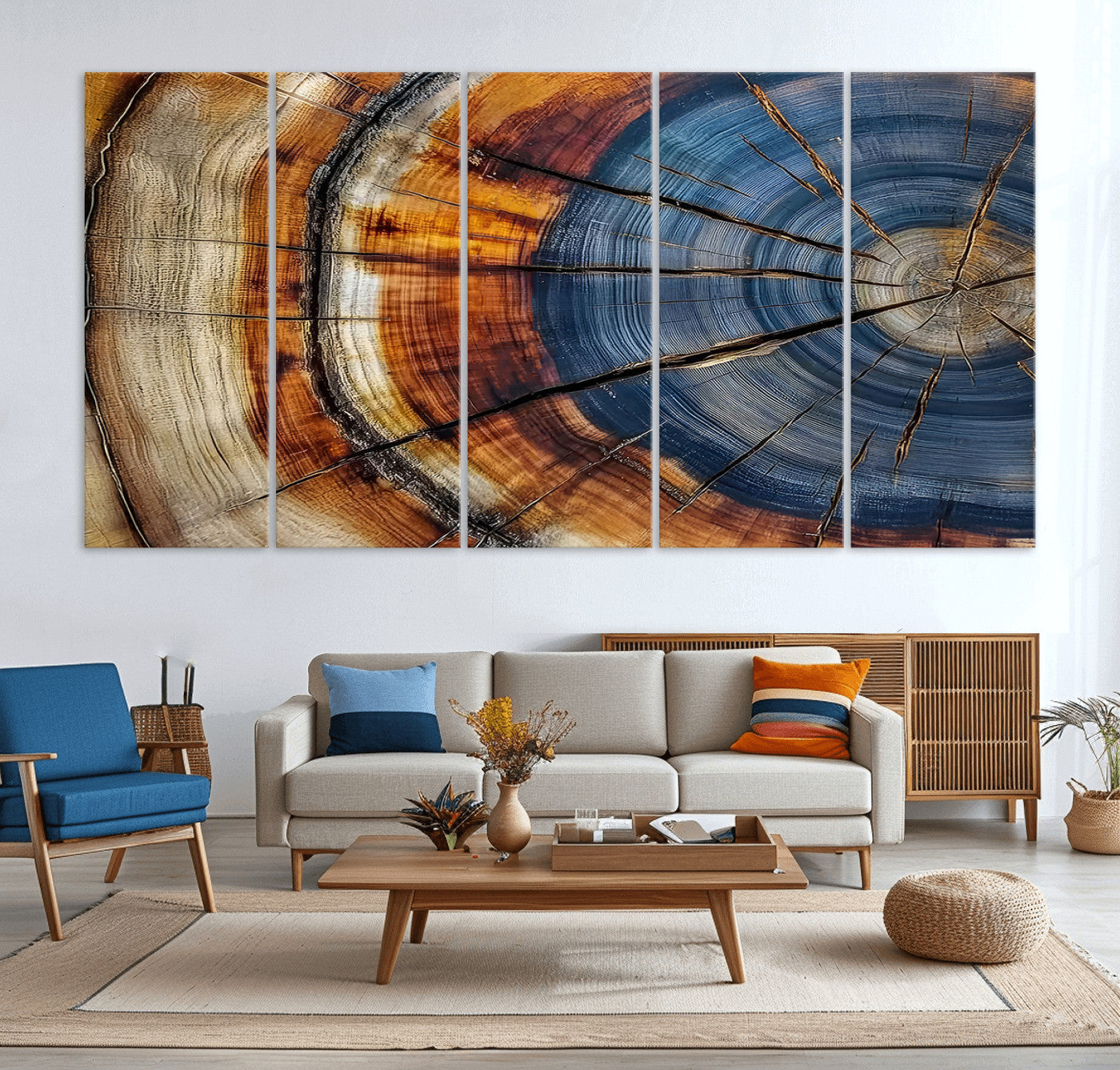 18032999-MGV-CV-30X20-Wood Grain Canvas Wall Art - Framed Abstract Tree Ring Framed Wall Art, Wood Grain Canvas Wall Decor, Minimalist Home Canvas Art