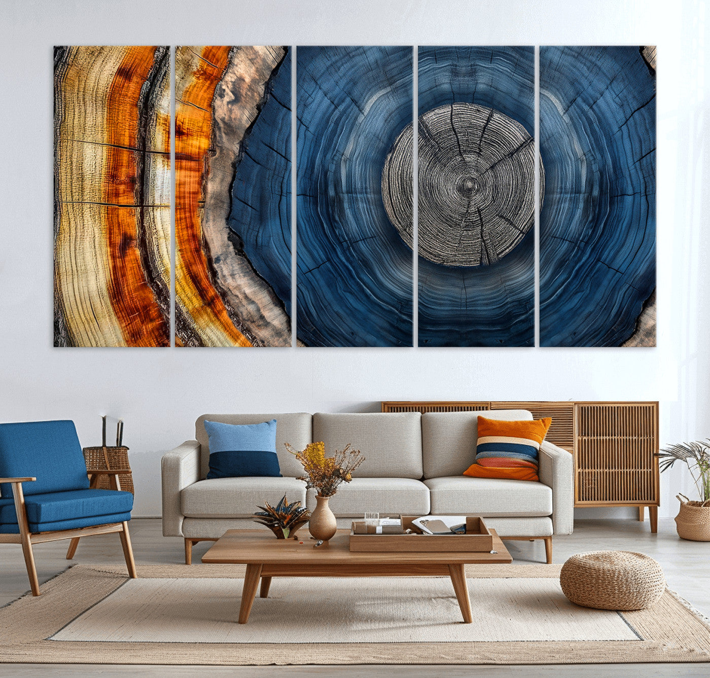 84489410-MGV-CV-36X24-Abstract Framed Tree Rings Wall Decor, Wood Grain Rings Artwork Print, Nature Woodland Modern Wall Decor for Barn Wall, Farmhouse Decor