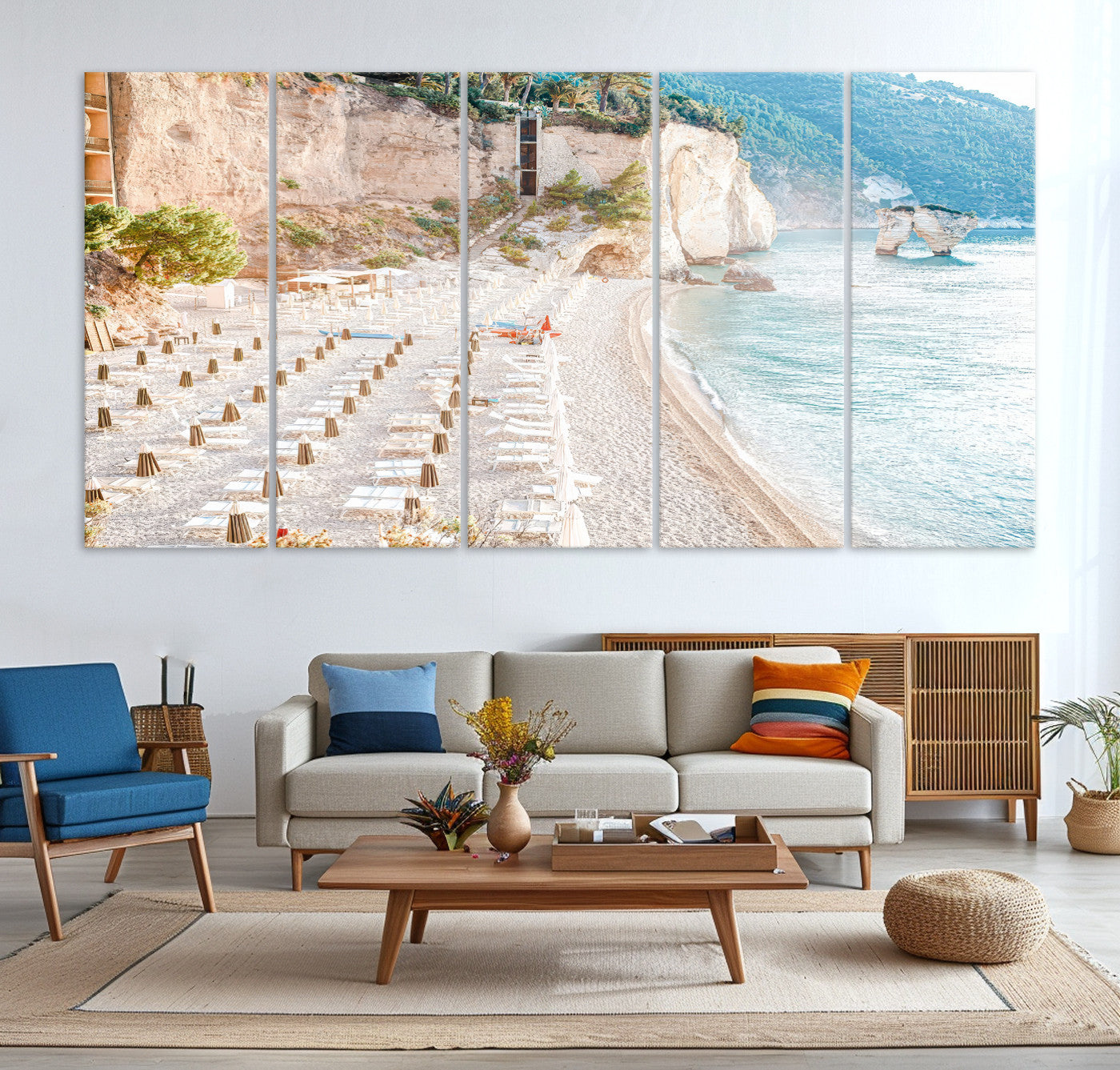 84816639-MGV-CV-36X24-Beach Wall Art Canvas Print – Framed Coastal Seascape Summer Shore Relaxing Ocean Landscape Artwork for Home Office