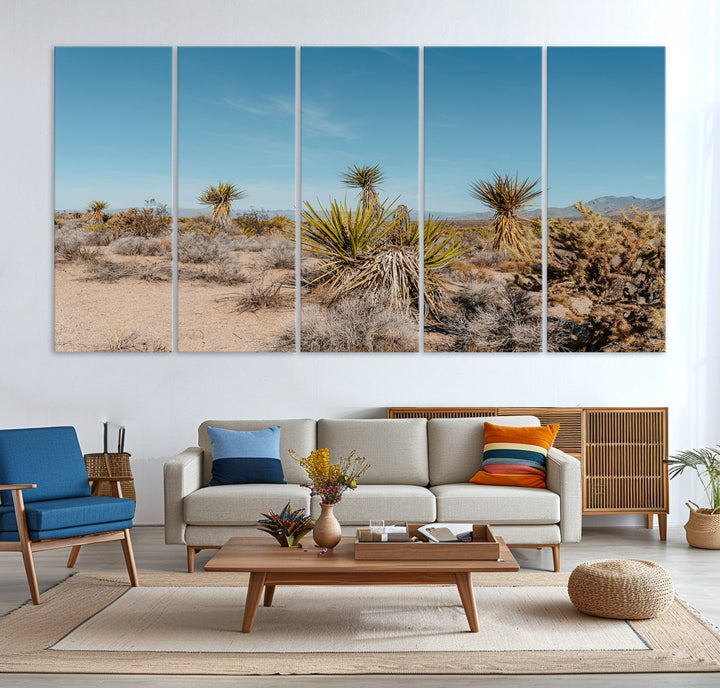 Joshua Tree Wall Art Canvas Print, Desert Landscape Print, Framed Warm Earth Tones Art Print, Large California Southwest Printing