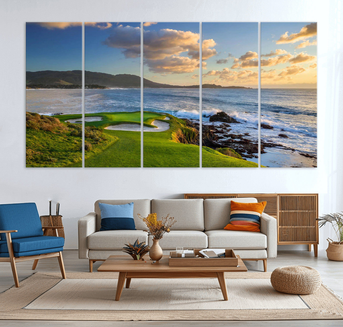 50107048-MGV-CV-36X24-Pebble Beach Golf Links Wall Art Canvas Print – Iconic Coastal Golf Course Artwork, Perfect for Office, Man Cave, or Golf Lover’s Decor