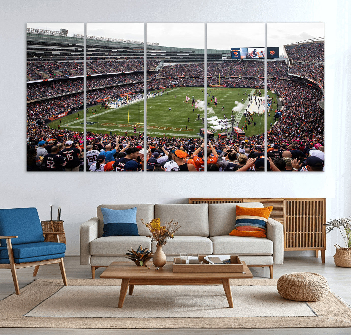 18347149-MGV-CV-36X24-Chicago Bears Soldiers Field Wall Art Canvas Print – Framed Football Stadium Artwork for Sports Fans, Soldier Field Skyline Canvas Decor for Game Room or Man Cave
